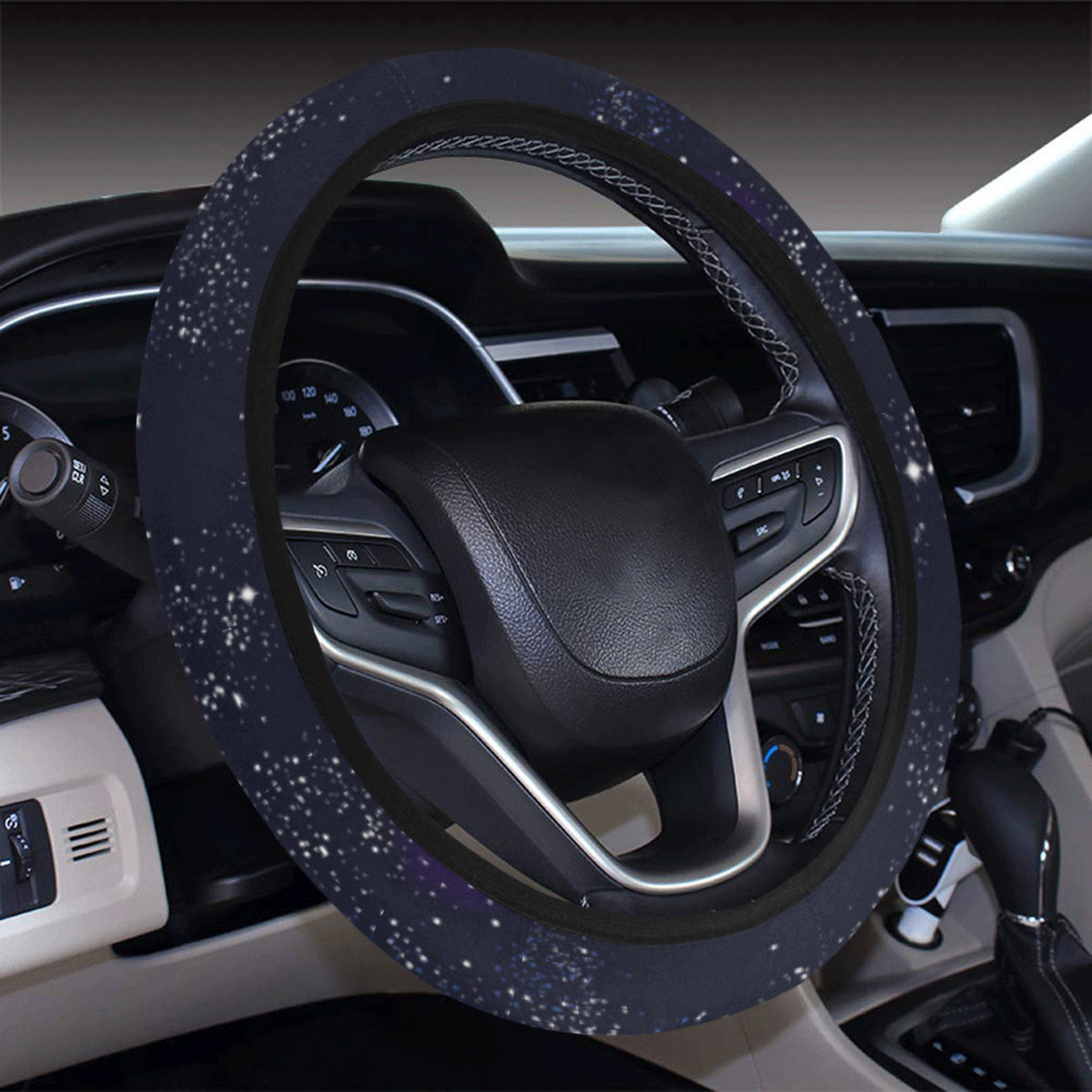 Cosmic Pattern Print Design 03 Steering Wheel Cover with Elastic Edge