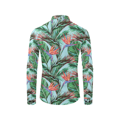 Bird Of Paradise Pattern Print Design BOP01 Men's Long Sleeve Shirt
