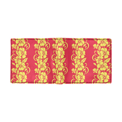 Orange Hibiscus Pattern Print Design HB018 Men's ID Card Wallet