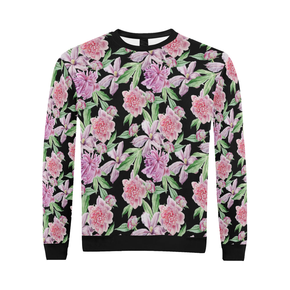 Peony Pattern Print Design PE08 Men Long Sleeve Sweatshirt