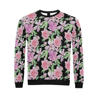 Peony Pattern Print Design PE08 Men Long Sleeve Sweatshirt