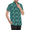 Peace Sign Themed Design Print Men's Short Sleeve Button Up Shirt