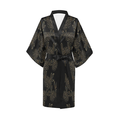 Dahlia Pattern Print Design DH04 Women's Short Kimono