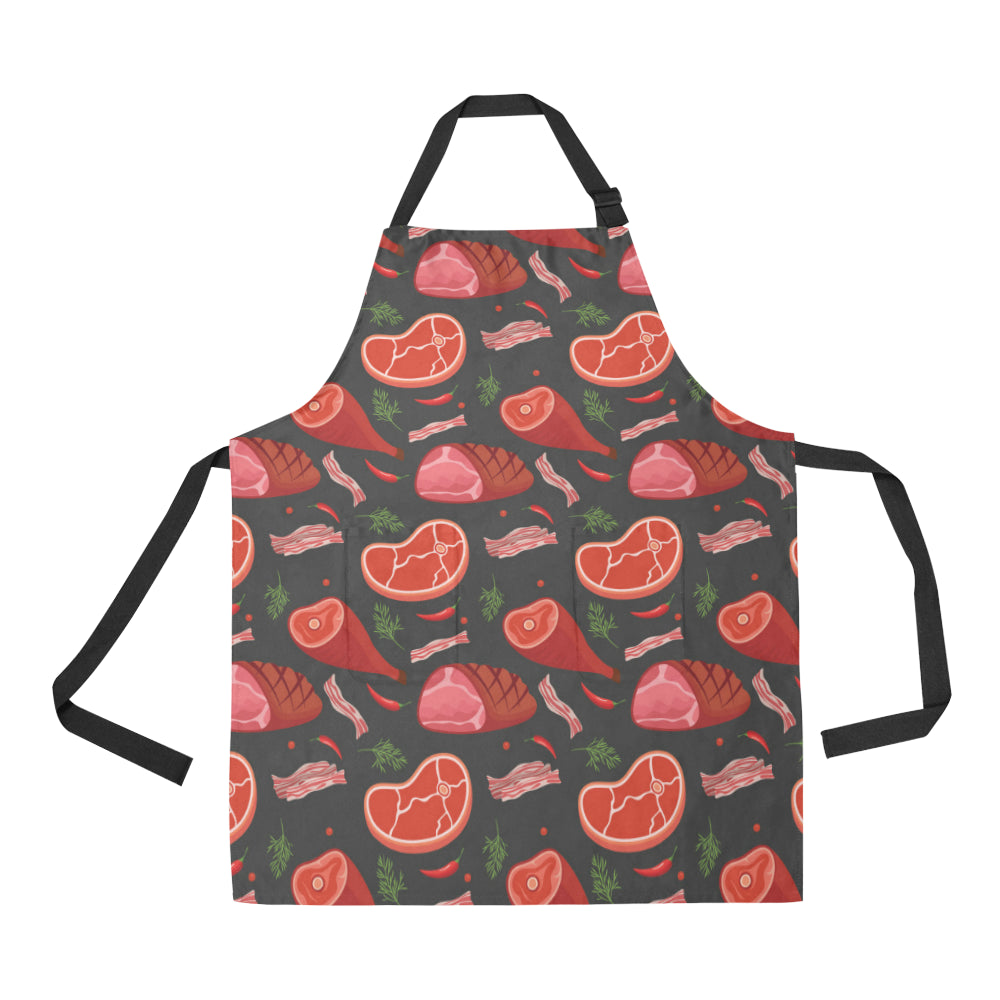 Meat Pattern Print Design 03 Apron with Pocket