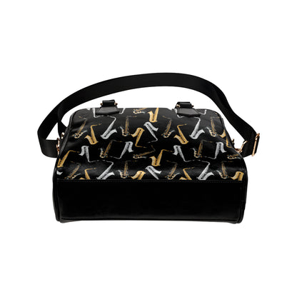 Saxophone Pattern Print Design 01 Shoulder Handbag