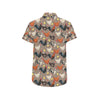 Chicken Evolution Pattern Men's Short Sleeve Button Up Shirt