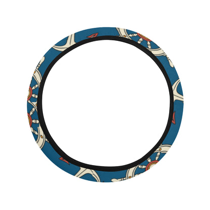 Anchor Pattern Print Design 02 Steering Wheel Cover with Elastic Edge