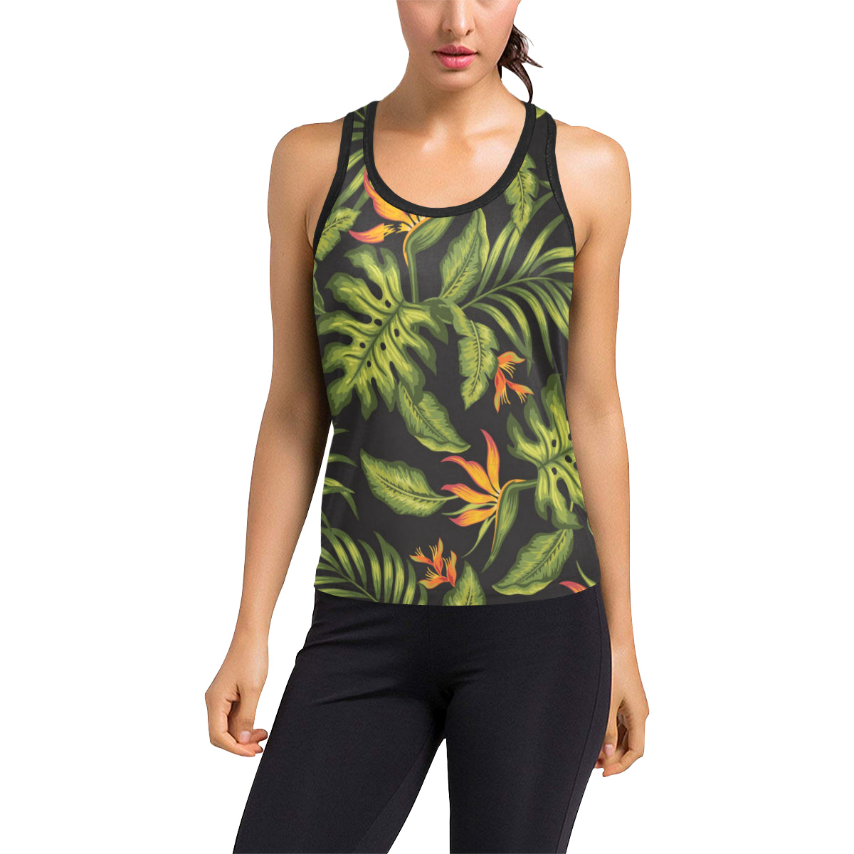 Bird Of Paradise Pattern Print Design BOP013 Women's Racerback Tank Top