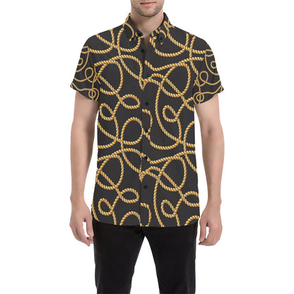 Rope Pattern Print Design A04 Men's Short Sleeve Button Up Shirt