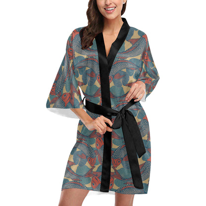Pisces Pattern Print Design A01 Women's Short Kimono