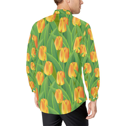 Tulip Orange Pattern Print Design TP07 Men's Long Sleeve Shirt