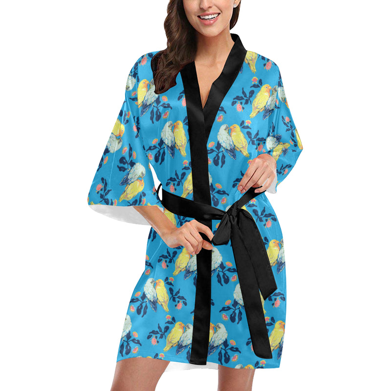 Lovebird Pattern Print Design 03 Women's Short Kimono