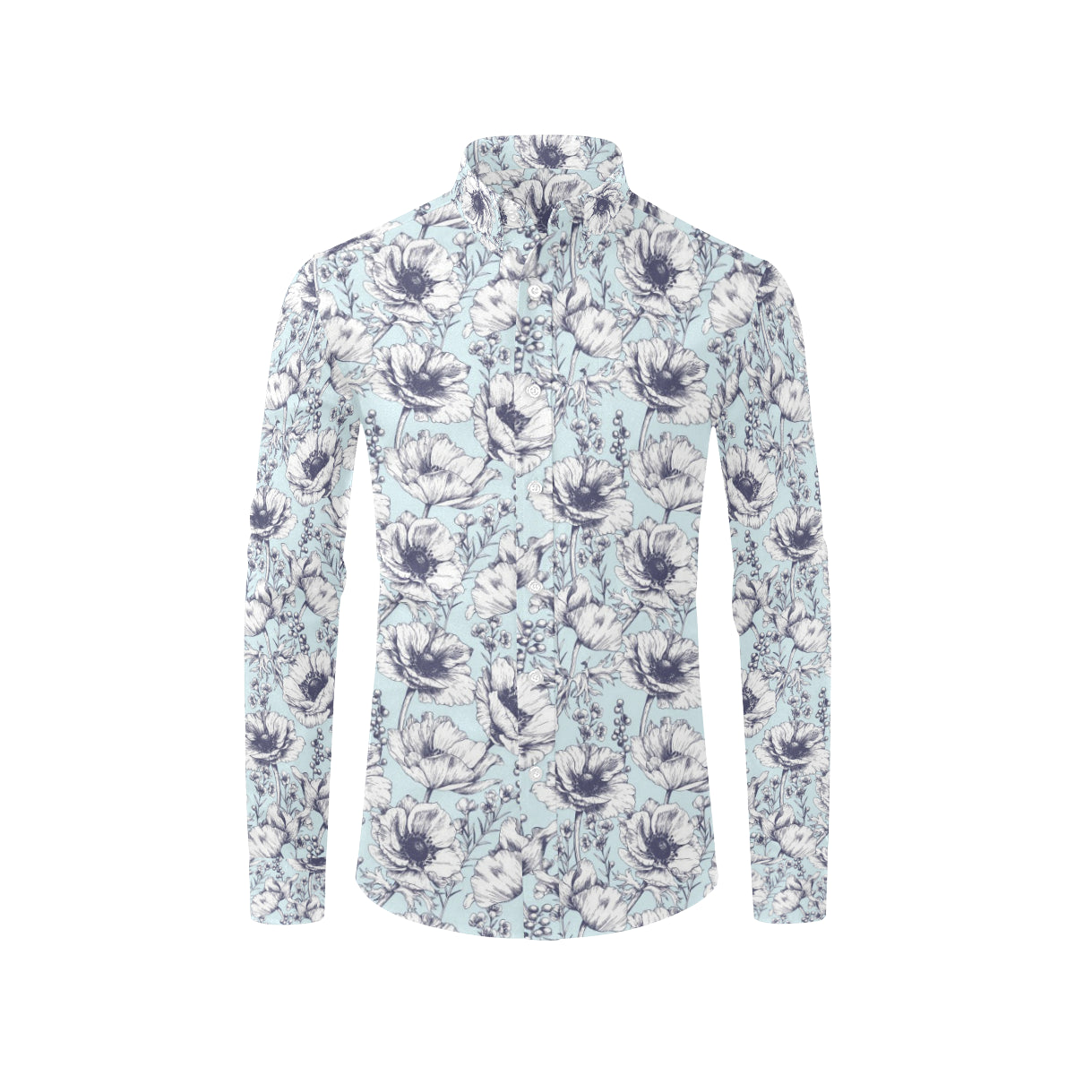 Anemone Pattern Print Design 02 Men's Long Sleeve Shirt