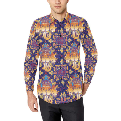 Ganesha Pattern Print Design 01 Men's Long Sleeve Shirt
