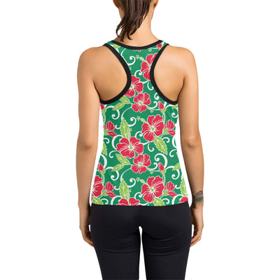 Red Hibiscus Pattern Print Design HB019 Women's Racerback Tank Top