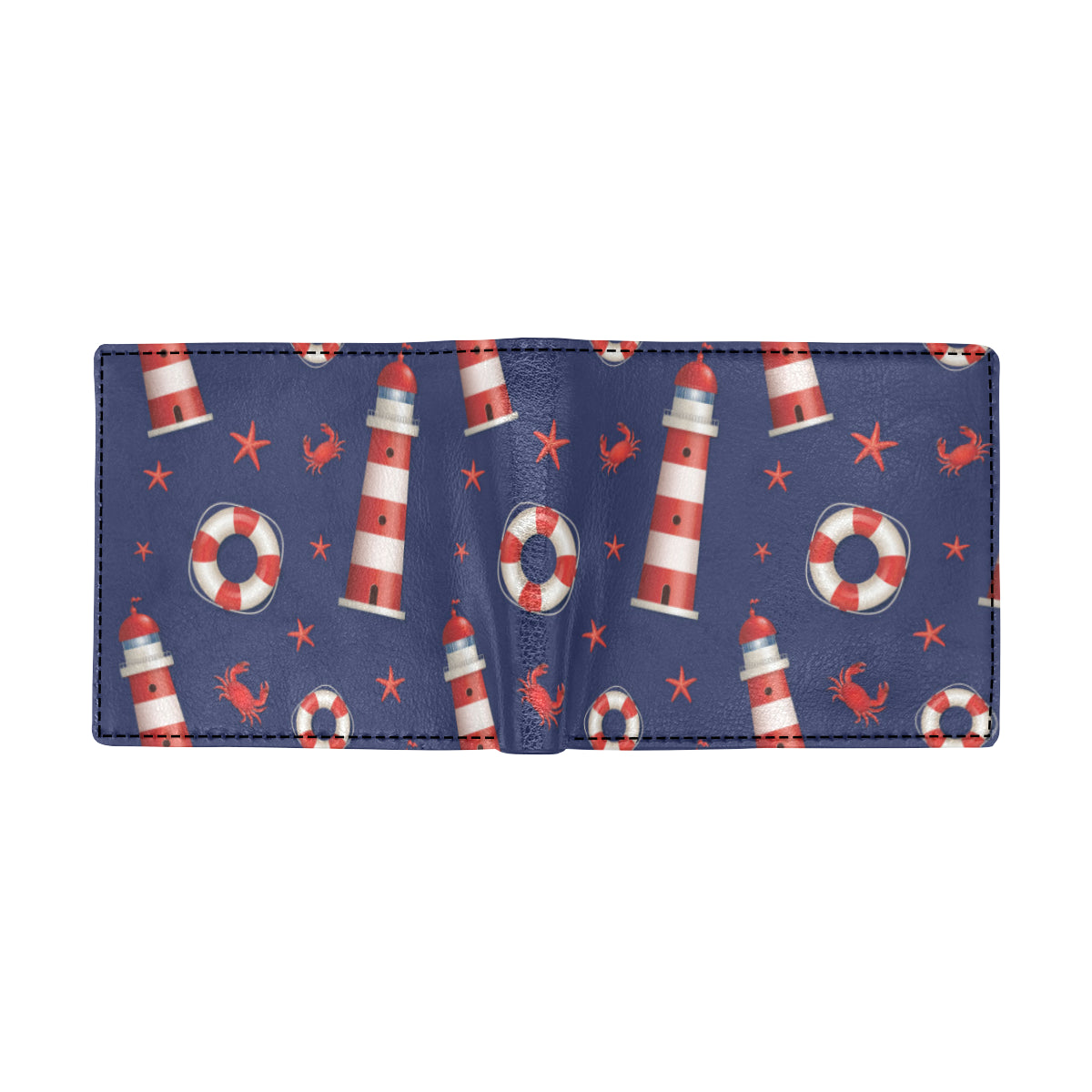 Nautical Pattern Print Design A03 Men's ID Card Wallet