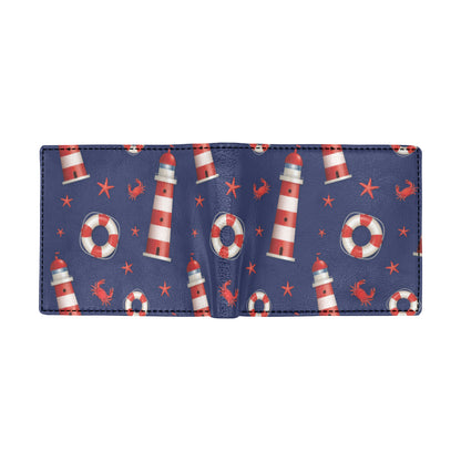 Nautical Pattern Print Design A03 Men's ID Card Wallet