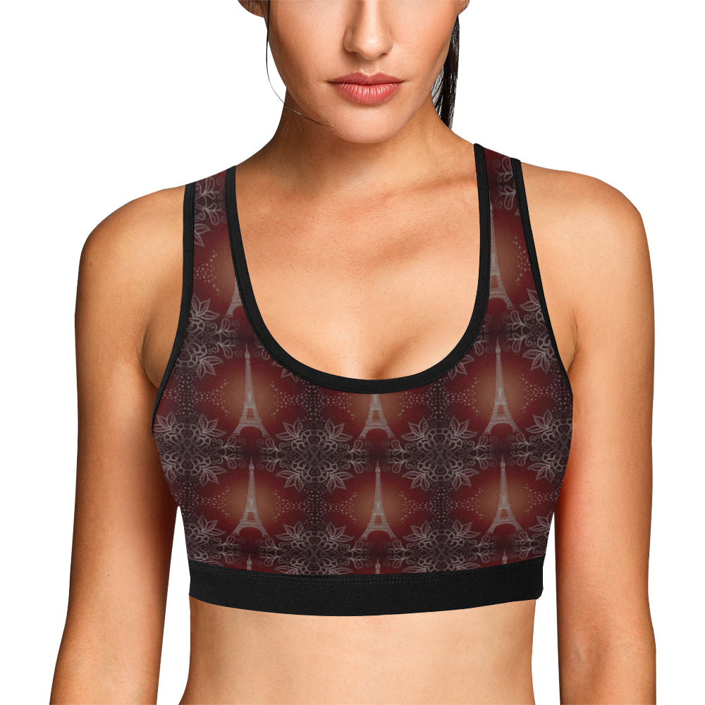 Eiffel Tower Drawing Print Sports Bra
