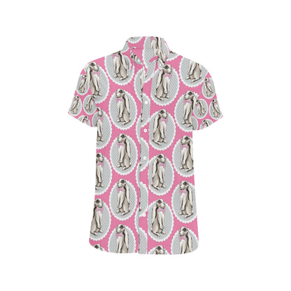 Rabbit Pattern Print Design RB019 Men's Short Sleeve Button Up Shirt