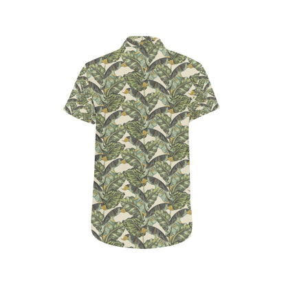 Banana Leaf Pattern Print Design 04 Men's Short Sleeve Button Up Shirt