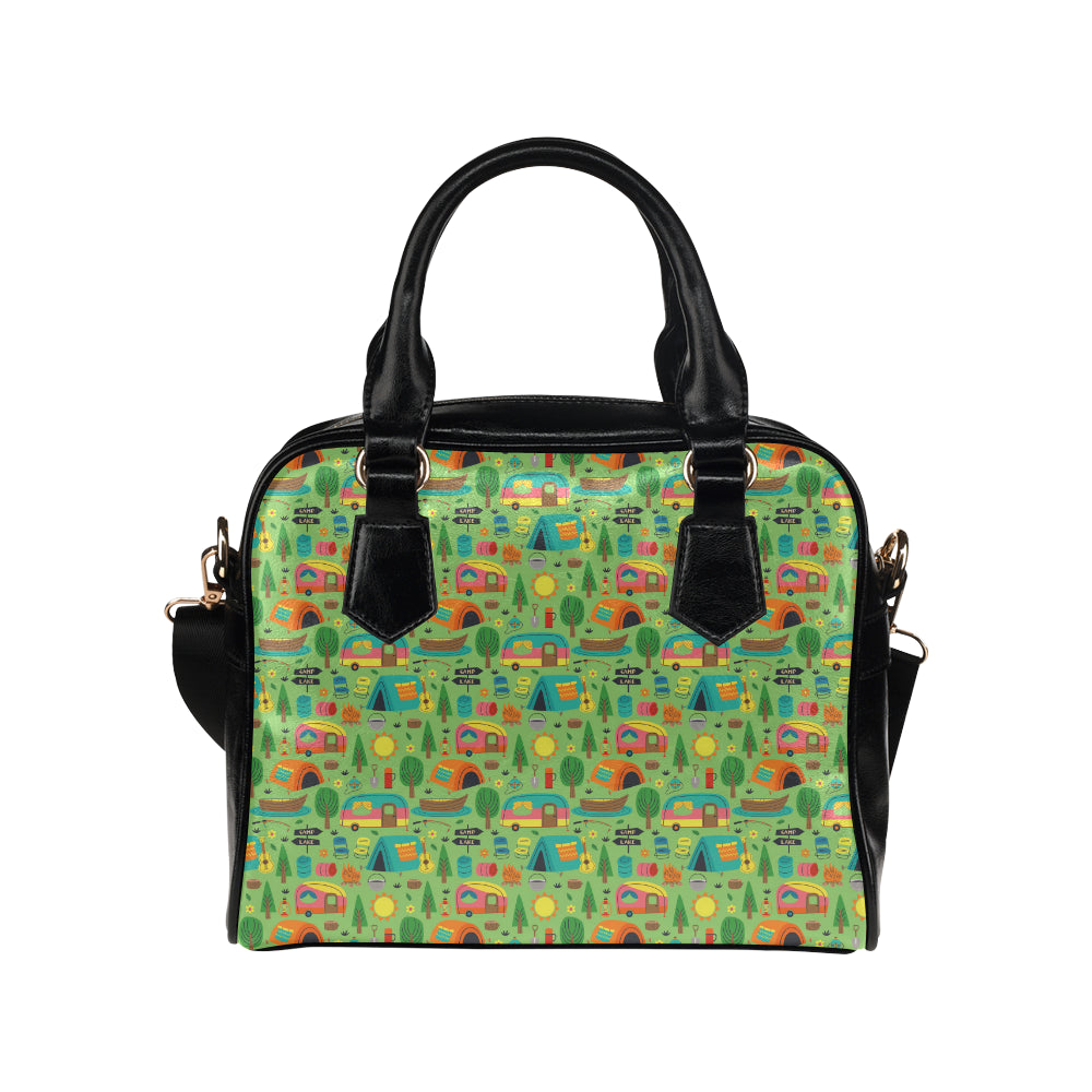 Camping Camper Pattern Print Design 04 Shoulder Handbag