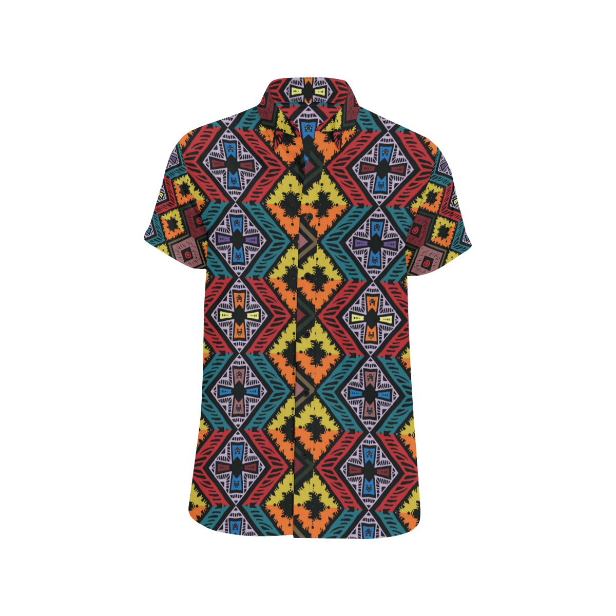 African Pattern Print Design 08 Men's Short Sleeve Button Up Shirt