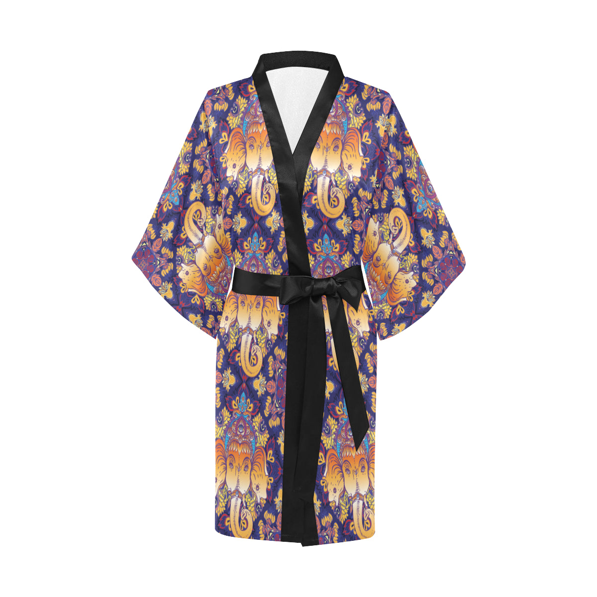 Ganesha Pattern Print Design 01 Women's Short Kimono