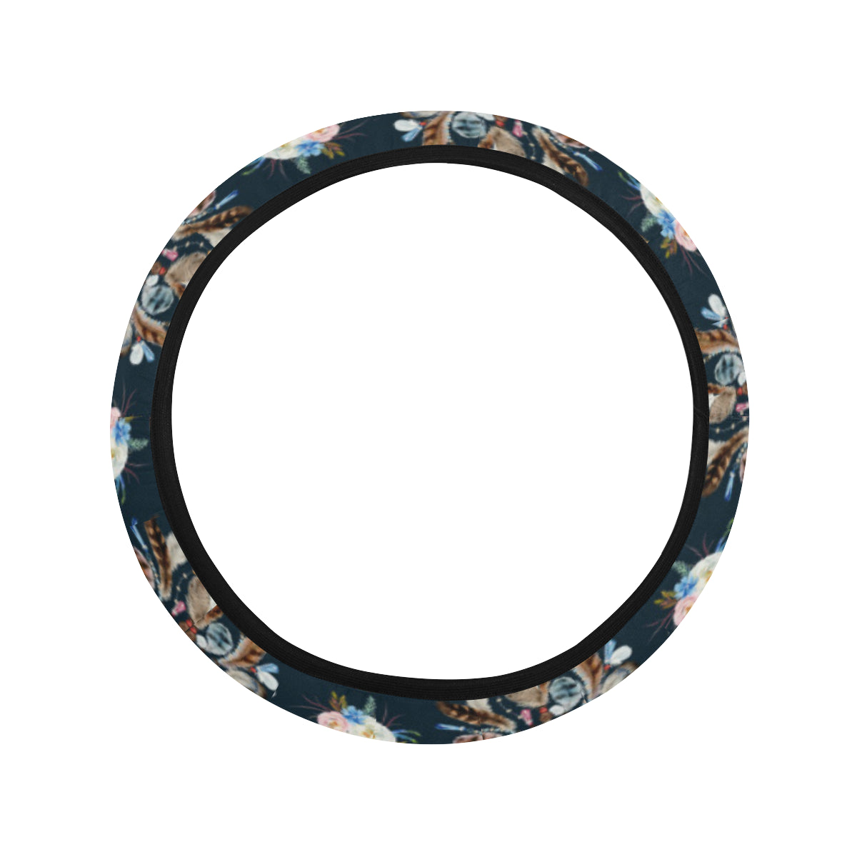 Dream Catcher Boho Floral Style Steering Wheel Cover with Elastic Edge