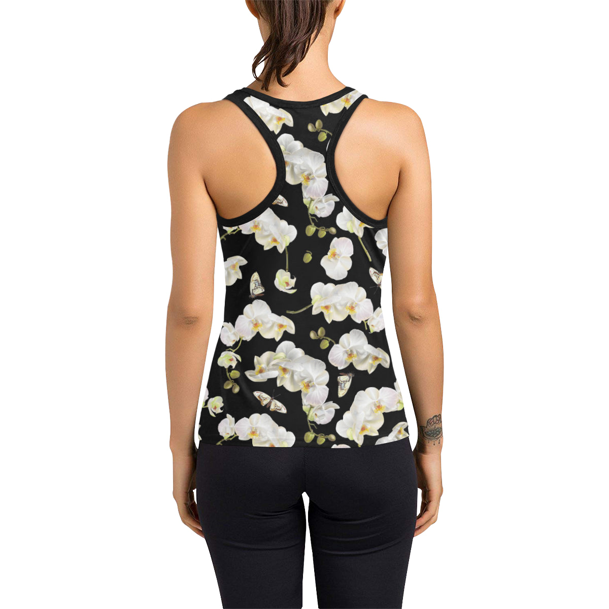 Orchid White Pattern Print Design OR011 Women's Racerback Tank Top