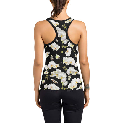 Orchid White Pattern Print Design OR011 Women's Racerback Tank Top