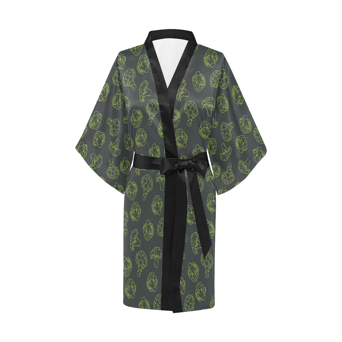 Broccoli Pattern Print Design 01 Women's Short Kimono