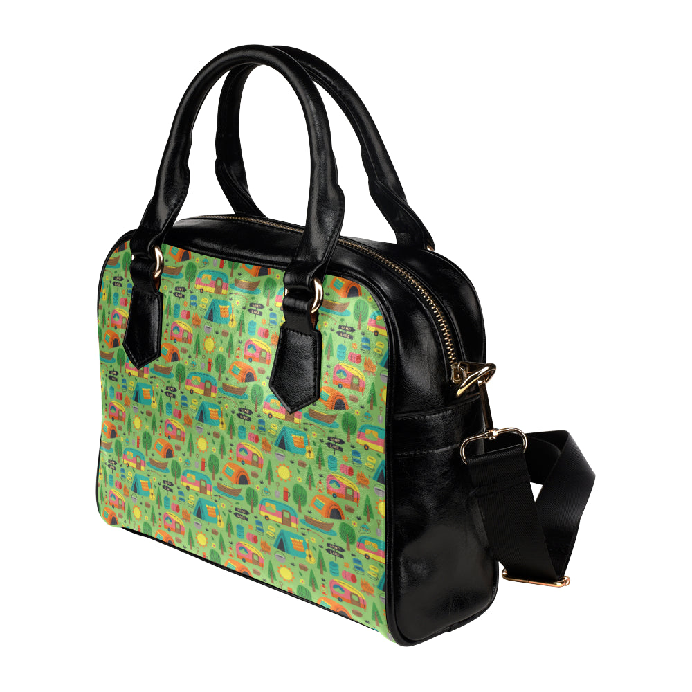Camping Camper Pattern Print Design 04 Shoulder Handbag