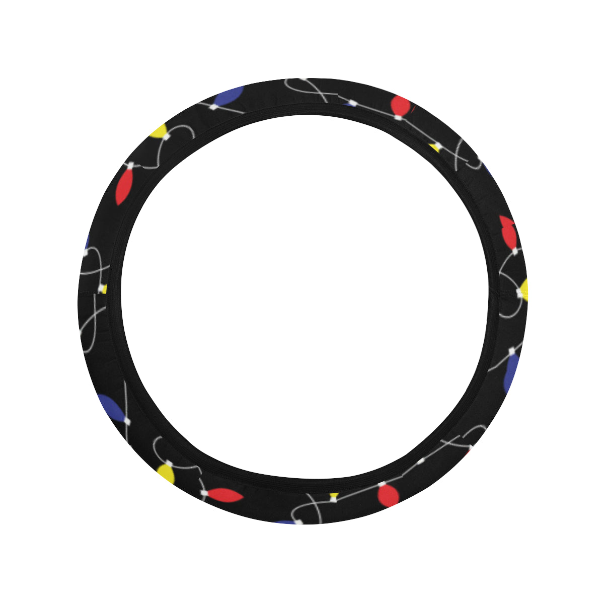 Christmas Light Pattern Print Design 04 Steering Wheel Cover with Elastic Edge