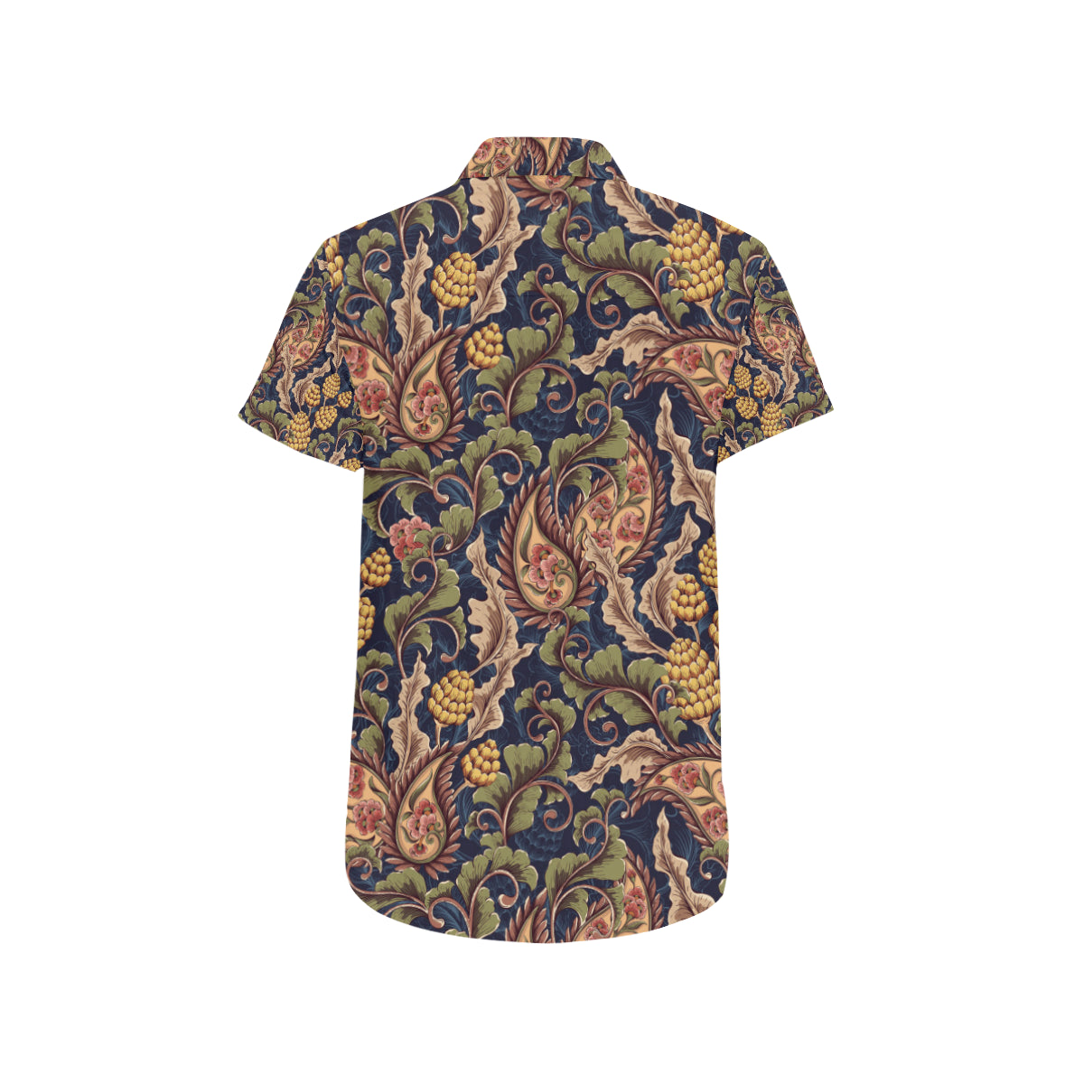 Floral Vintage Classic Print Men's Short Sleeve Button Up Shirt