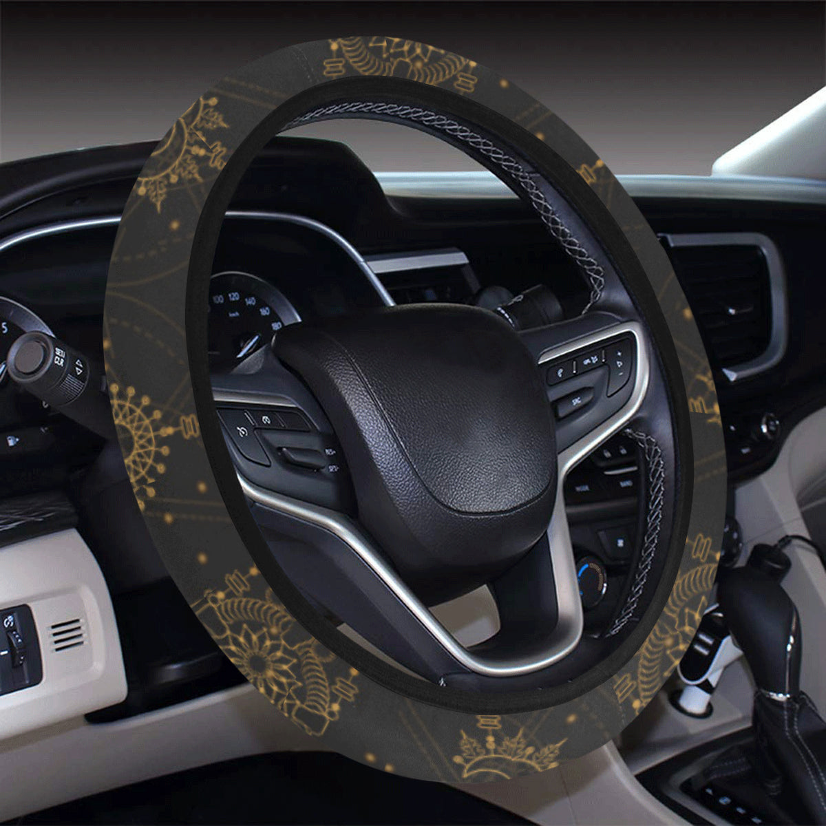 Sun Moon Boho Style Steering Wheel Cover with Elastic Edge