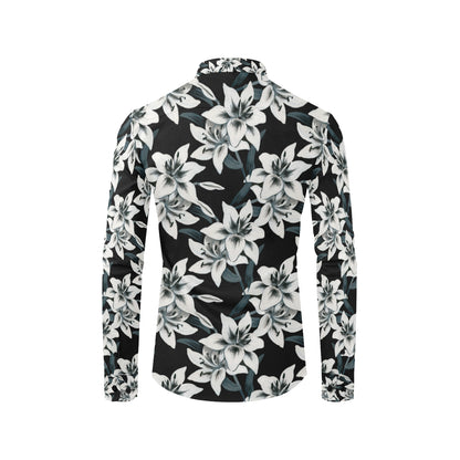 Lily Pattern Print Design 03 Men's Long Sleeve Shirt