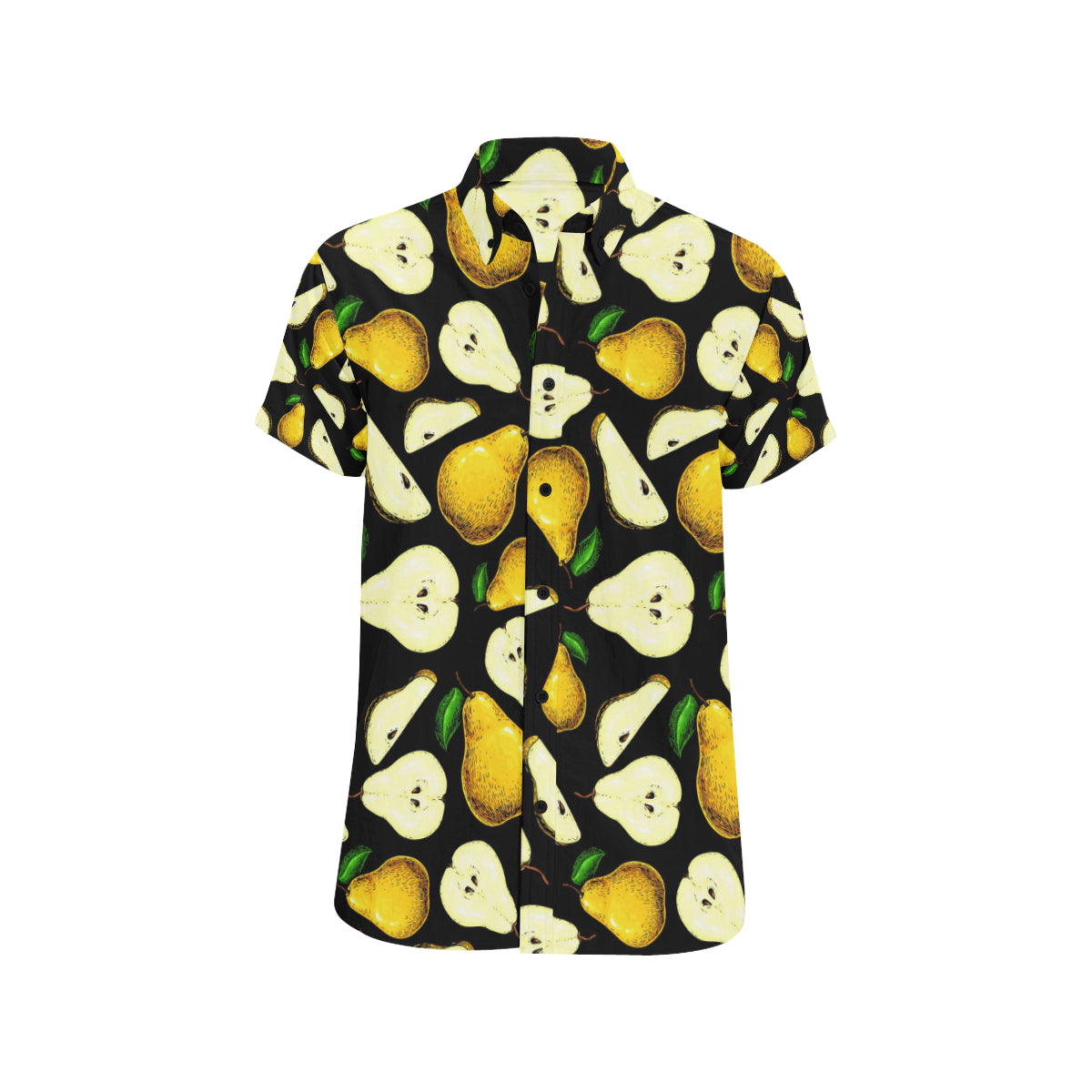 Pear Pattern Print Design PE01 Men's Short Sleeve Button Up Shirt
