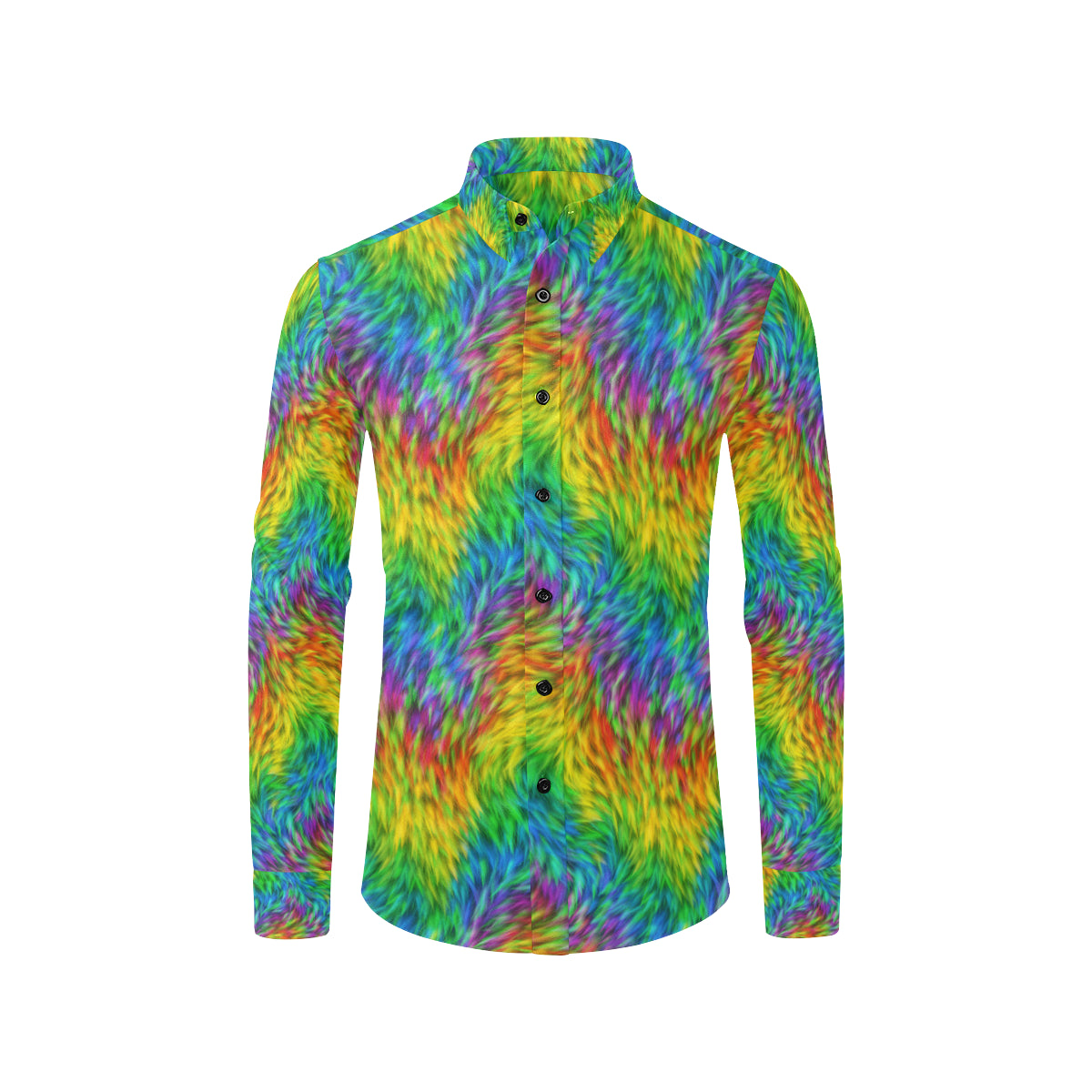 Rainbow Fur Design Print Men's Long Sleeve Shirt