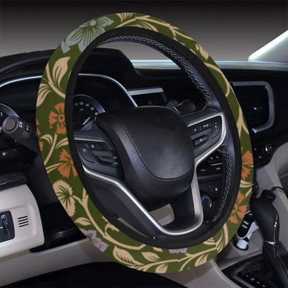 Floral Vintage Print Pattern Steering Wheel Cover with Elastic Edge