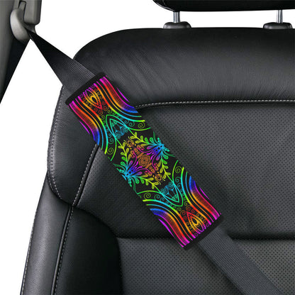 Neon Trible Rainbow Pattern Print Design A01 Car Seat Belt Cover