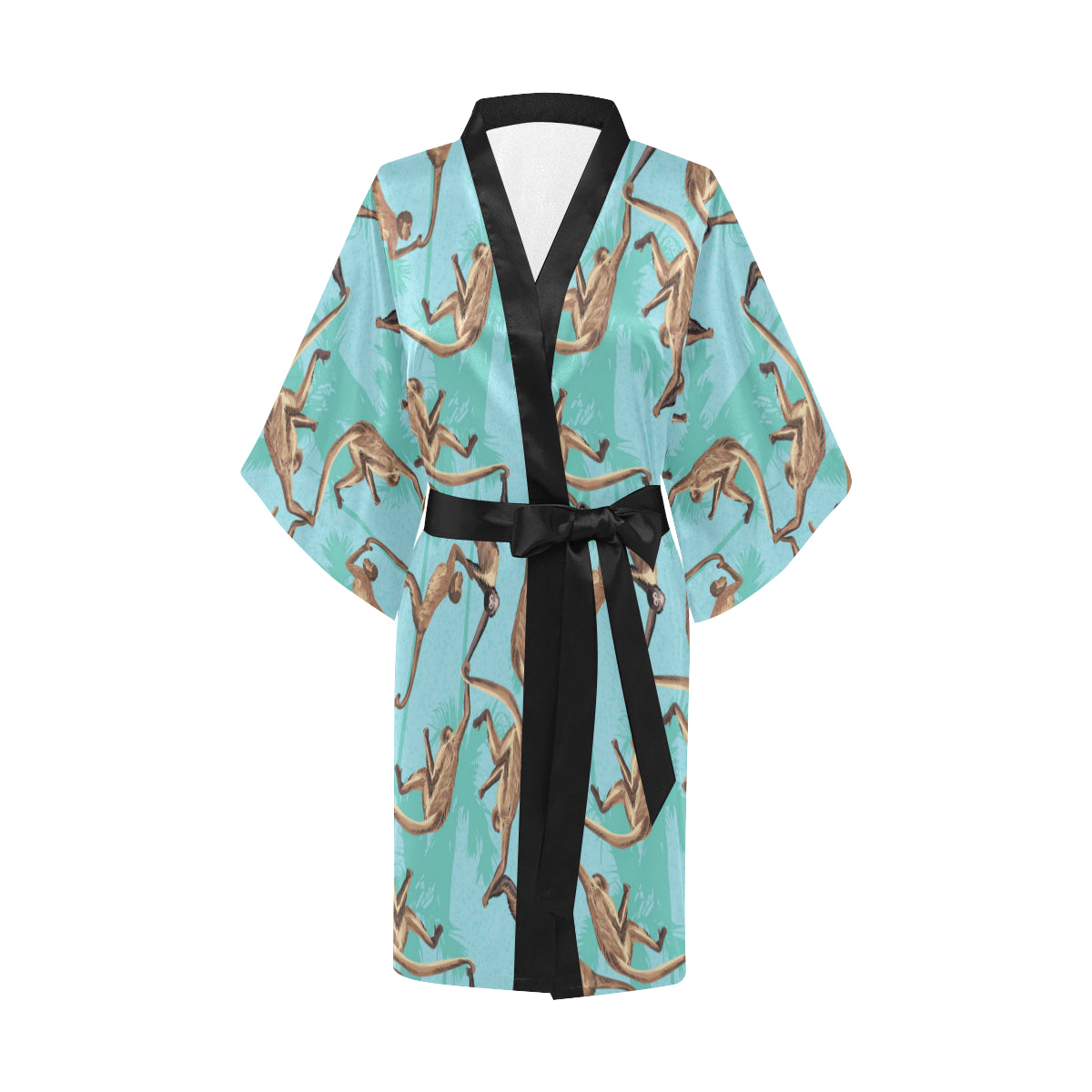 Monkey Pattern Print Design 04 Women's Short Kimono