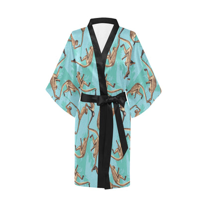 Monkey Pattern Print Design 04 Women's Short Kimono