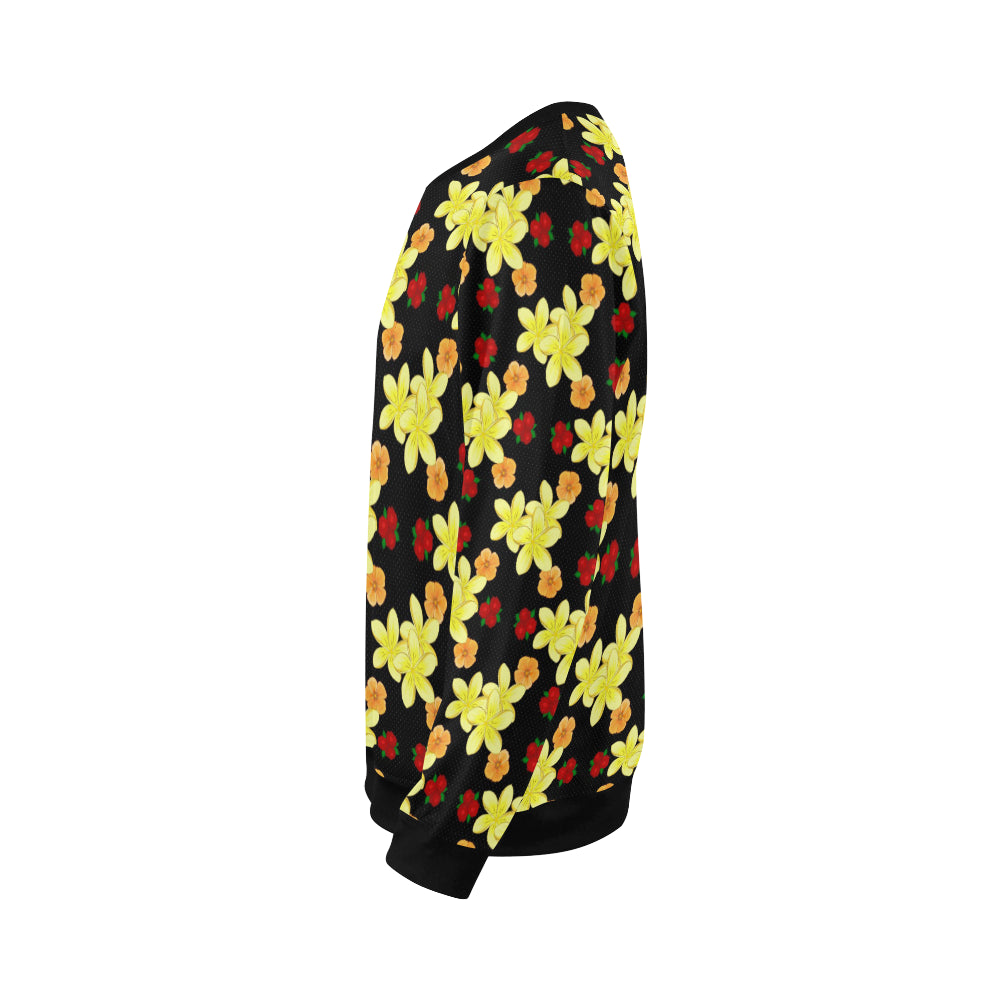 Yellow Plumeria Pattern Print Design PM04 Men Long Sleeve Sweatshirt