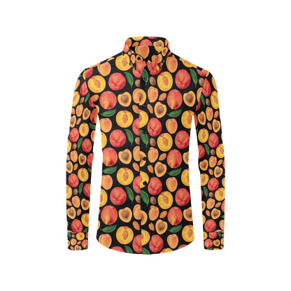Peach Pattern Print Design A02 Men's Long Sleeve Shirt