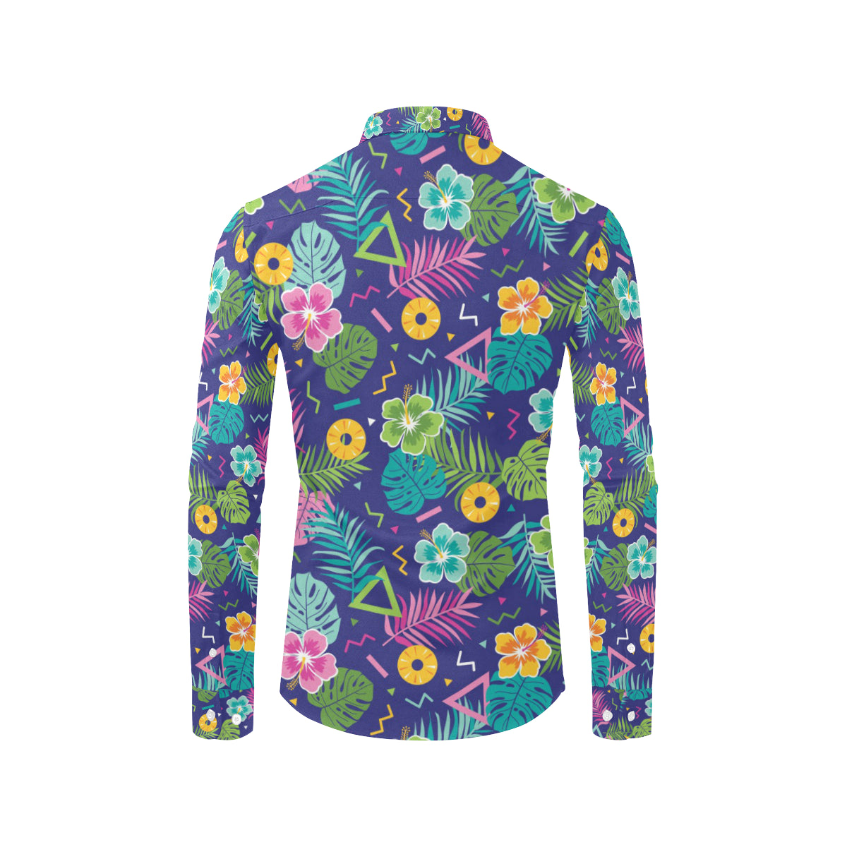 Hawaiian Themed Pattern Print Design H014 Men's Long Sleeve Shirt