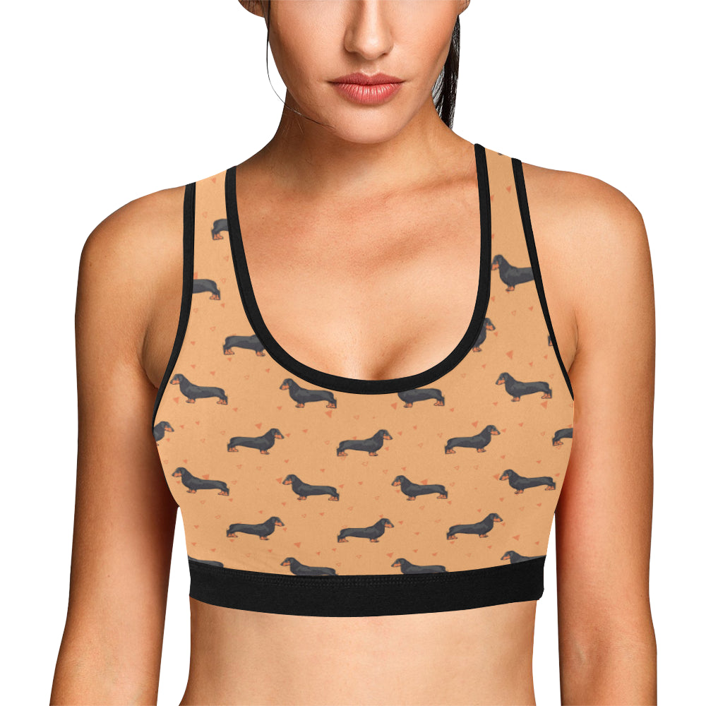 Dachshund Draw Print Pattern Sports Bra