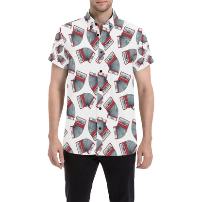 Accordion Pattern Print Design 03 Men's Short Sleeve Button Up Shirt