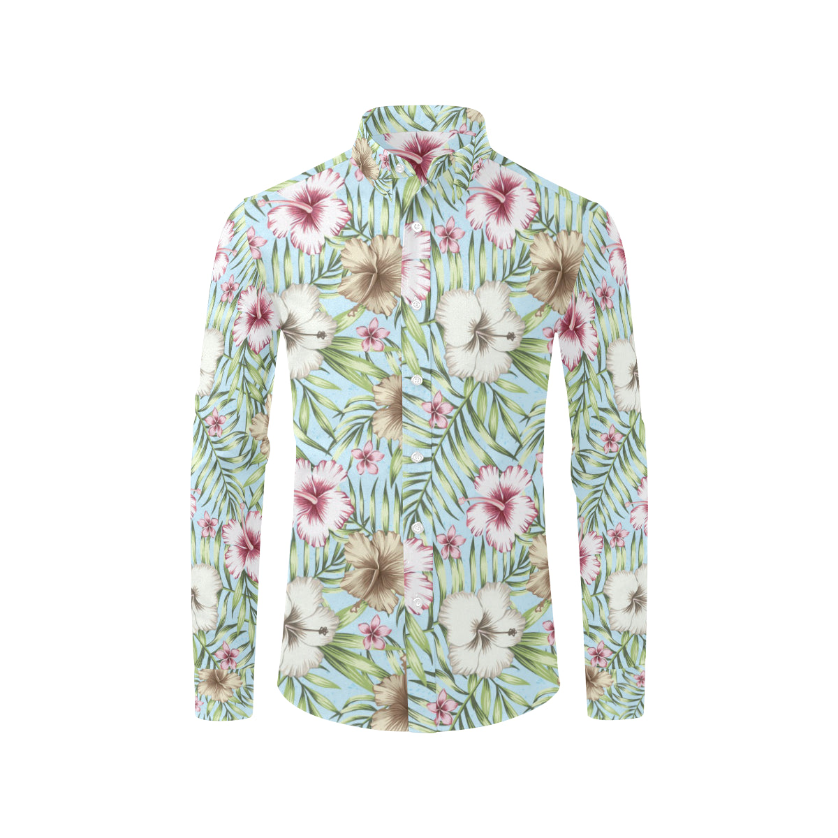 Tropical Flower Pattern Print Design TF05 Men's Long Sleeve Shirt