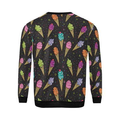 Ice Cream Pattern Print Design IC06 Men Long Sleeve Sweatshirt