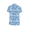 Hibiscus Pattern Print Design HB09 Men's Short Sleeve Button Up Shirt